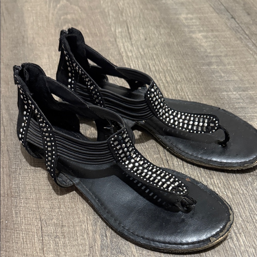 Target Black Sandals with Silver Detailing